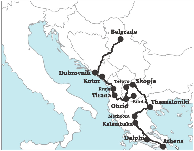 From-Belgrade-to-Athens-tour-map